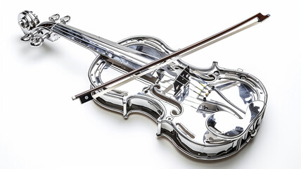 Wall Mural - silver metal violin isolated on white