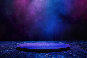 Poster - A purple and blue room with smoke and lights.