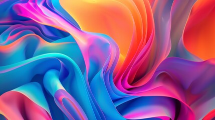 Wall Mural - abstract colorful swirling shapes, digital art, dynamic and vibrant background