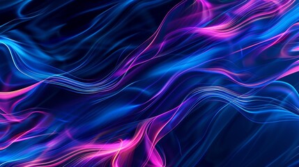 Wall Mural - abstract swirling lines of blue and pink light on a black background