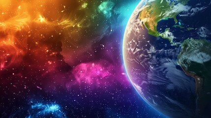 Wall Mural - earth in the cosmic tapestry, a colorful symphony of stars and nebulae