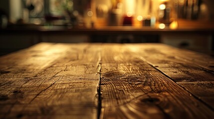 Wall Mural - Rustic Wooden Tabletop with Blurred Background