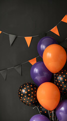 Wall Mural - Orange, black and purple balloons background