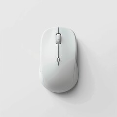 White Wireless Mouse on White Background. Generative ai.