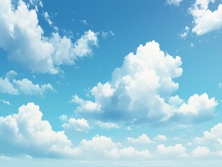 Wall Mural - realistic blue sky and white clouds vector background design