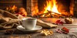 © NorthStar Creations - Cozy Autumn Coffee by the Fireplace, coffee , autumn , fireplace , cozy