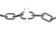 © MP - Broken chain isolated on white background. Freedom Concept. 3d illustration.