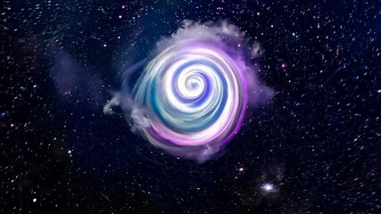 Wall Mural - flight through the galaxy with spreading nebula clouds, shiny stars and constellations