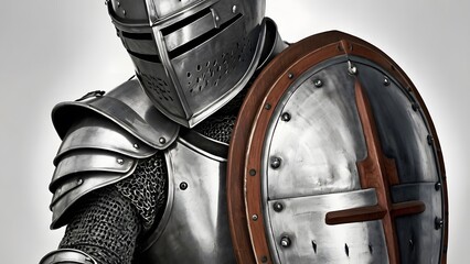 A grayscale image of a knight in armor