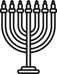 Sticker - Simple linear icon of a nine branched menorah, a symbol of hanukkah, isolated on a white background