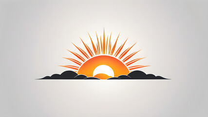 Wall Mural - Sunrise sunset sun logo vector horizon sun shine sun light symbol on white background. Generative AI