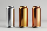 Fototapeta Perspektywa 3d - 16 oz.  500ml Aluminium Beer  Soda  Energy Drink Can Mockup - Three Cans.  3D Illustration, Generative AI