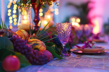 A vibrant table setting adorned with Juneteenth-themed decorations, featuring a decorative sign with the holiday name written in elegant capital letters. The perfect setup for a festive celebration.