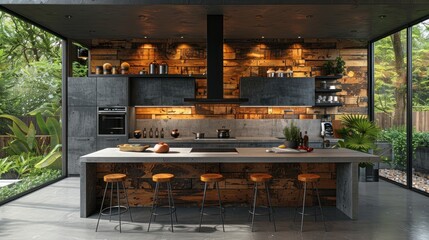 Modern Kitchen Interior Design with Rustic Accents