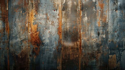 Sticker - Rusty iron sheet industrial wall with scratched texture Metal plate background for text