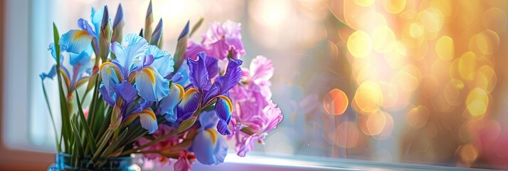 colorful bouquet of irises, 