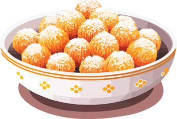 Illustration of a bowl of Deep Fried Dumpling on a white background