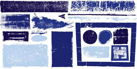 Wall Mural - vector grunge rectangles, round shapes and lines. sketchy ink rectangle textboxes. suitable for post