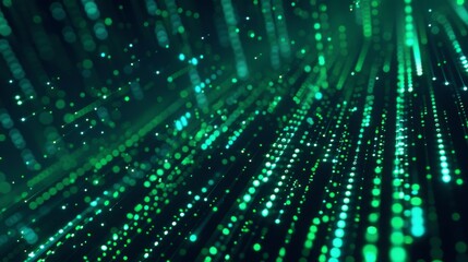 Aufkleber - A digital abstract background of green light trails with a bokeh effect, creating a sense of movement and energy.