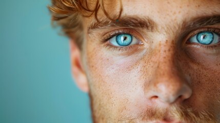 Canvas Print -  A close-up of a man with blue eyes and freckled hair