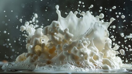 Sticker -  A tight shot of milk pouring into a glass, creating a splash at the rim