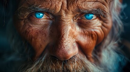 Wall Mural - blue eyes, long white beard