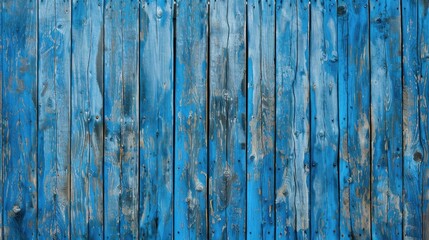 Poster - Blue wooden wall with vertical planking texture in retro style Rustic background with aged azure paint and weathered surface Natural wood board panel wallpaper in abstract design