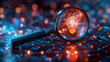 © FATNA - Magnifying glass focusing on a target and creativity. A creative light bulb objective generation of ideas and innovative solutions to achieve strategic goals.