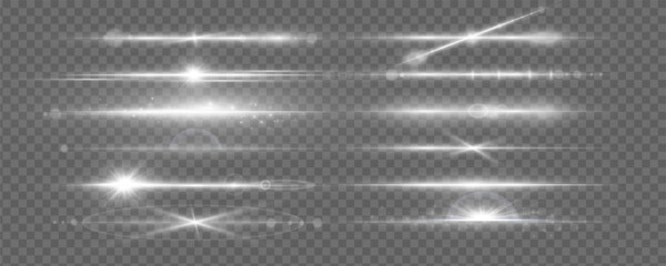 Wall Mural - set of shining sparkles and lens flares. glowing lights isolated on transparent background. vector i