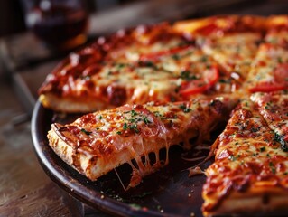 Canvas Print - Close-up of pizza on pan