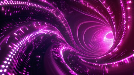 Leinwandbilder - A glowing, swirling tunnel of pink and purple neon lights.