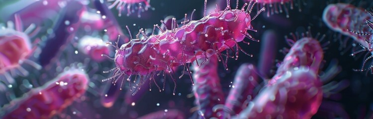 Close-Up View of Pink Bacteria Under a Microscope