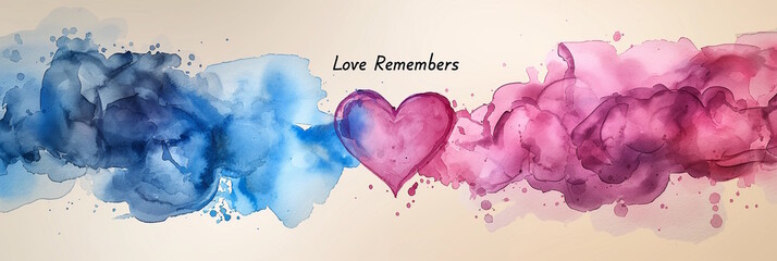 Love Remembers Watercolor Abstract, pink and blue, remembrance concept