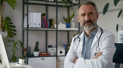 Wall Mural - Male doctor Endocrinologist consulting on hormone treatments in an office