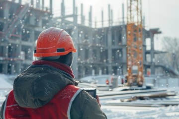 Sticker - Construction Worker Wearing Hard Hat and Vest