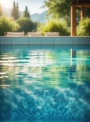 Wall Mural - pool split view above and below water with copy space