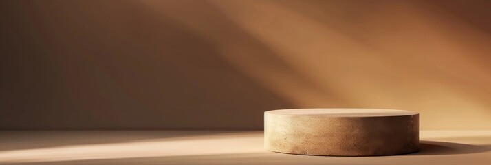 Wall Mural - a wooden podium sits on a light brown surface, illuminated by sunlight streaming through a window, c