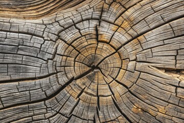 Wall Mural - Weathered gray wood texture of an ancient tree trunk surface with deep cracks and grooves, possessing a rustic, vintage charm for design and decorative uses.