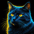 © Drowfear - Gato Azul Neón: Retrato Digital Impactante y Moderno