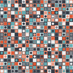 Poster - Abstract tile with square and circles inside the cell. Vector pattern of square tiles.