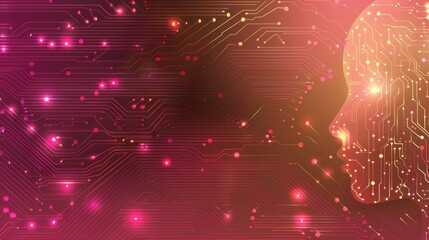 Wall Mural - abstract digital human profile formed by circuitry and glowing lights