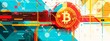 © Gromik - A colorful abstract digital art piece featuring a bold Bitcoin symbol, blending technology with creativity, vibrant and artistic Bitcoin concept design in abstract cryptocurrency art