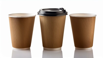 Wall Mural - takeaway paper cup isolated on white with clipping pathbackground