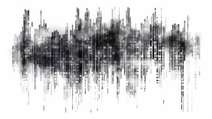 Fototapete - A digital art piece featuring black and white abstract lines resembling data or code, creating a sense of movement and depth.