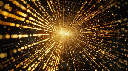 Leinwandbilder - A tunnel of golden light streaks through a dark space.