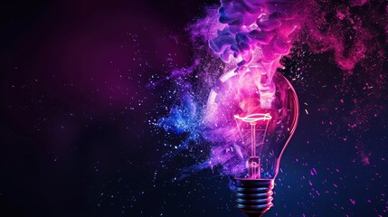 Sticker - Light Bulb Exploding with Neon Color