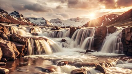 Poster - waterfall in the mountains