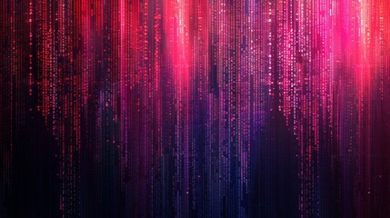 Leinwandbilder - Digital code streams down in a glowing pink and purple cascade against a dark background.