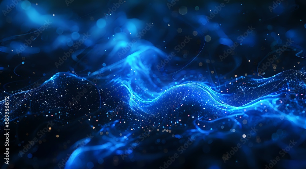 Abstract digital art of blue wave patterns, ideal for themes related to ...
