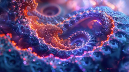 Wall Mural - a spiral of blue and orange colors with a lot of sparkles. the spiral is very large and has a lot of